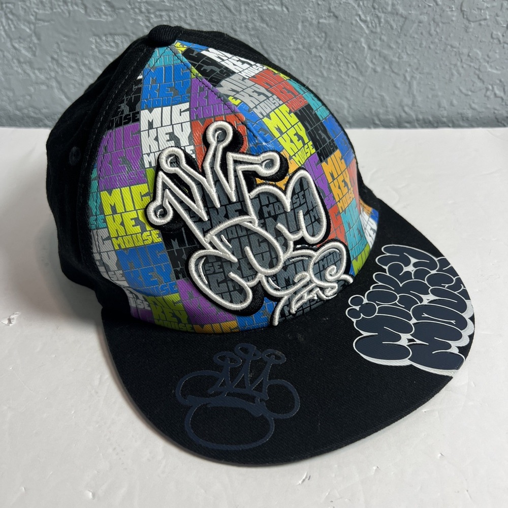 Disney Parks Mickey Mouse Hip Hop Graffiti Hat Adult Fitted One Size Elastic